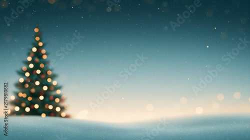 Winter wonderland with illuminated tree