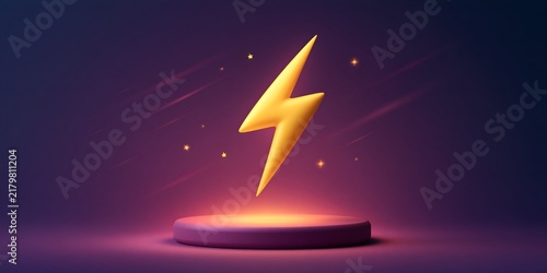 Electric symbol floating over illuminated stage