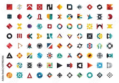 Set of modern abstract geometric logo templates and business icons
