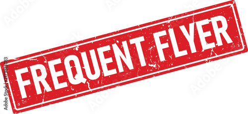 Red rectangular rubber stamp design with the text Frequent Flyer in a professional distressed style