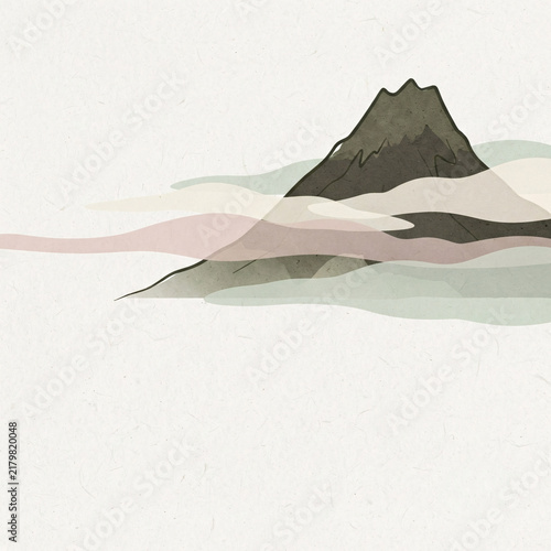 Minimalist Mountain with Soft Layered Clouds