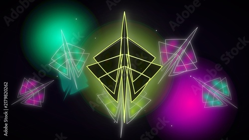 Abstract Neon Cannabis Leaf Glowing Background