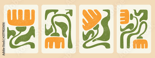 Abstract Flower Organic Shapes Illustration Set
