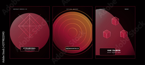 Dark red futuristic abstract background with circular technical hud interface elements and data grids abstract background futuristic circular technical interface elements technology gradient