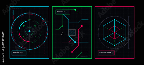 High tech digital control panel interface with futuristic hud elements and data graphics interface futuristic graphics hologram monitoring analytics geometry background template illustration