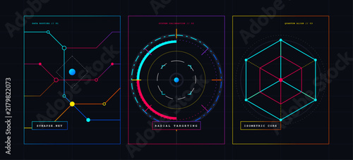 Futuristic sci fi dashboard interface with circular graphs and geometric data visualization graphics futuristic dashboard interface circular geometry visualization graphics hologram analytics