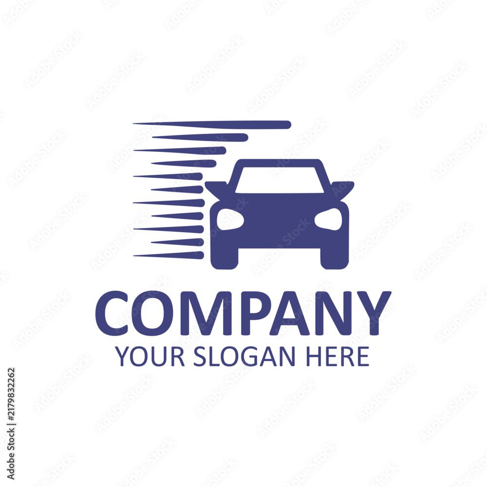 Obraz premium Blue car logo design with speed lines