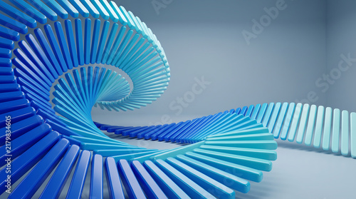 Abstract blue wave structure made of blocks