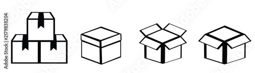 Cardboard box icon set for delivery shipping packaging logistic cargo store warehouse moving container object vector illustration