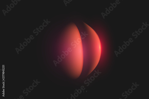 Minimalist glowing peach silhouette vector design with soft pink light on dark background. Abstract modern art vector illustration.
