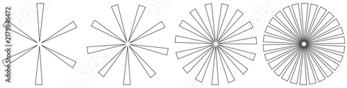 Outline vector starburst sunburst line art graphic set