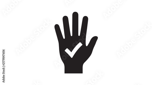 Check mark hand icon vector illustration isolated on white background