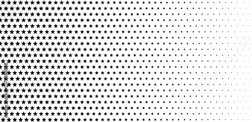 Star halftone pattern gradient. Fade texture horizontal transition.