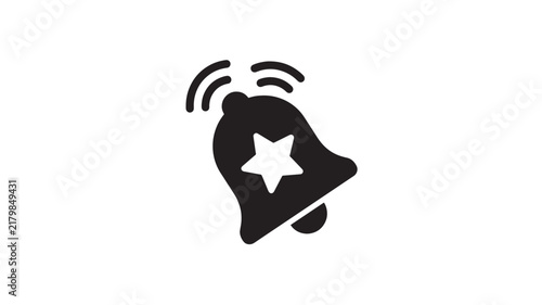 Notification bell icon with star symbol vector illustration graphic design