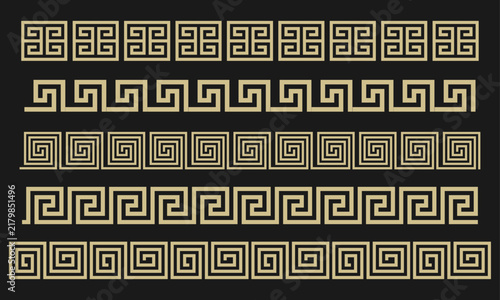 Greek gold borders on a black background.