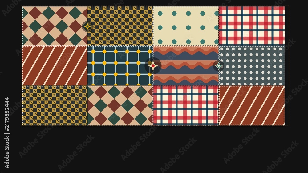 Obraz premium Retro Quilt Patchwork Seamless Pattern Background