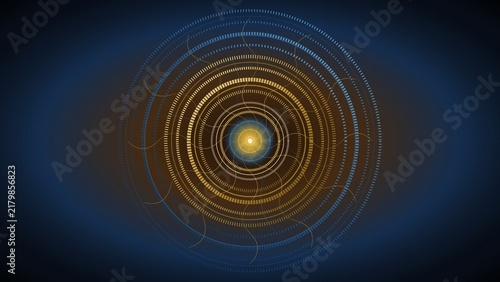 Obraz na płótnie Abstract Geometric Spiral Vortex Background in Gold and Blue