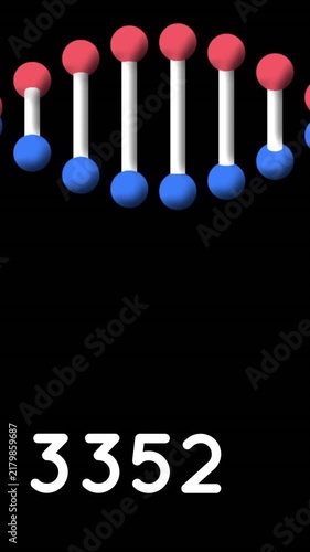 Animation of hearts over dna strand on black background