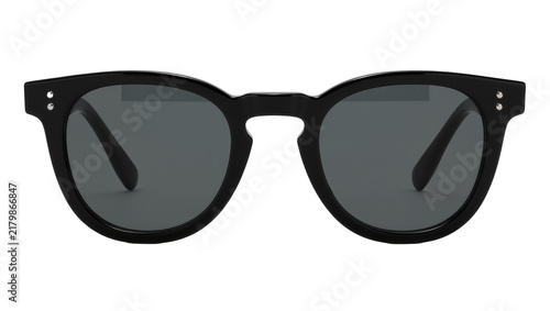 Fotografía Black acetate round sunglasses with dark grey lenses, isolated on transparent ba