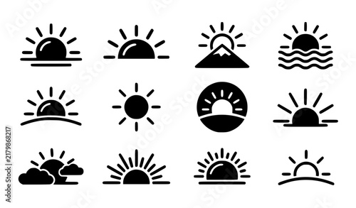 Modern Sunrise and Dawn Weather Vector Icons for Web and Mobile UI
