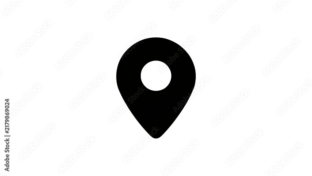 Fototapeta premium Black map pin icon with white circle inside, isolated on transparent background