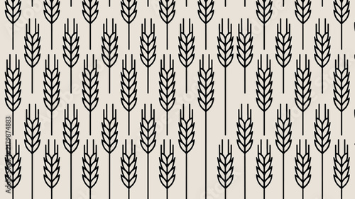 Seamless wheat crop pattern in minimalist design representing natural grains, flour production, and agriculture.