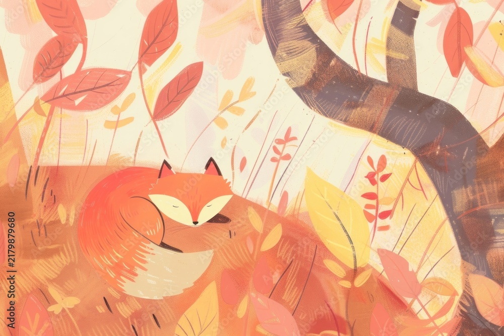 Fototapeta premium Cute fox illustration backgrounds pattern creativity.