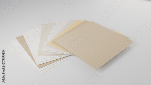 Obraz na plátně Craft and speciality paper sheets fanned out on a white background