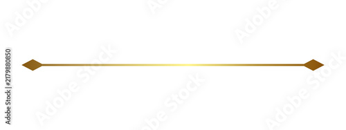 Cuadro en lienzo Elegant golden horizontal line divider with diamond shapes at both ends