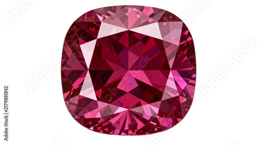 Fotografía Deep pink cushion cut gemstone with brilliant facets, isolated on transparent ba