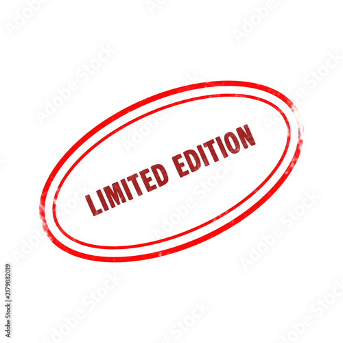 Red oval Limited Edition rubber stamp seal isolated on white background