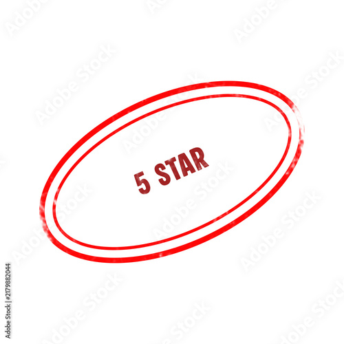 Red 5 Star oval rubber stamp isolated on white background
