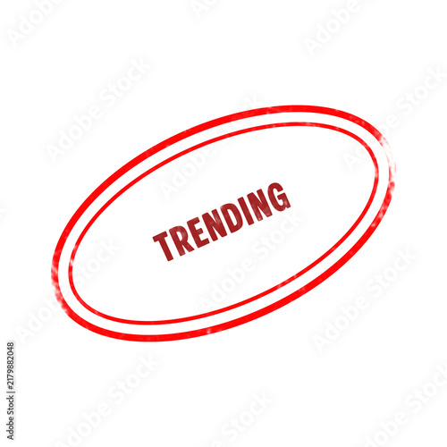Red Trending oval rubber stamp isolated on white background