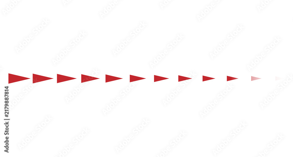 Fototapeta premium Red Directional Triangle Arrow Border with Progressive Pointer Pattern and Navigation Design Element