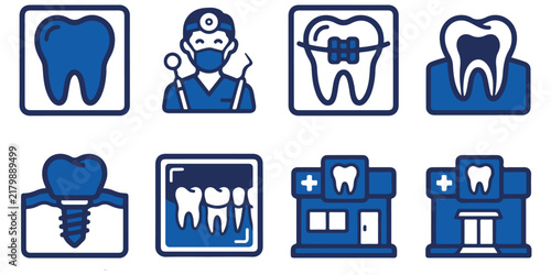 Dental clinic icons set colorful vector illustration