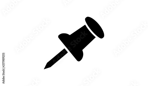 Minimal Push Pin Thumbtack Side View Black Silhouette Vector