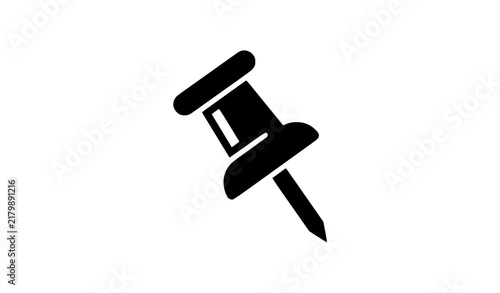 Push Pin Thumbtack Isolated Black Silhouette Vector Icon