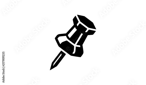 Geometric Push Pin Thumbtack Black Silhouette Graphic Vector Element
