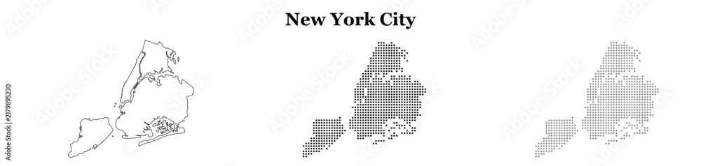 Obraz premium New york city map silhouette in dot grid style for urban projects.