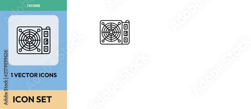 Computer power supply unit vector icon representing internal hardware components