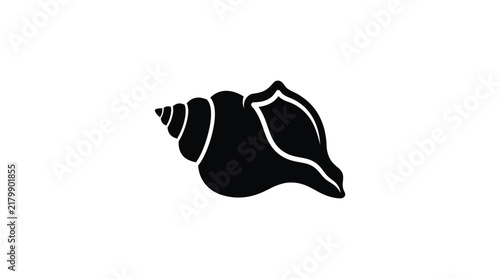 Konstfotografi Black seashell silhouette against a white background silhouette