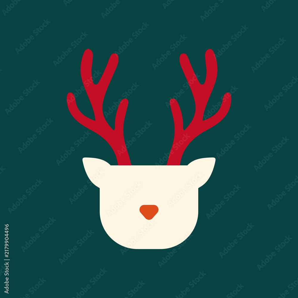 Obraz premium Reindeer geometric Christmas flat illustration