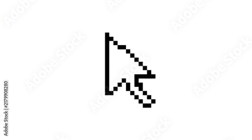 Black pixel mouse cursor arrow icon isolated on a clean transparent background