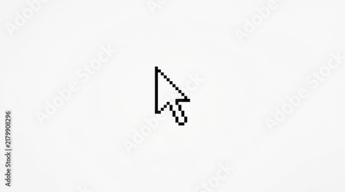 Black pixel mouse cursor arrow icon isolated on a transparent background