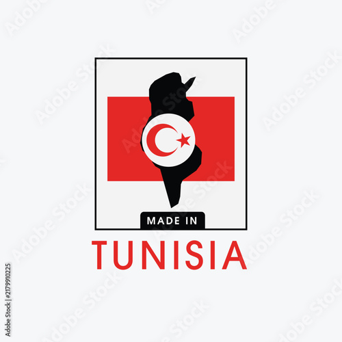 Made in Tunisia with a map label design for product packaging and an authentic product label.