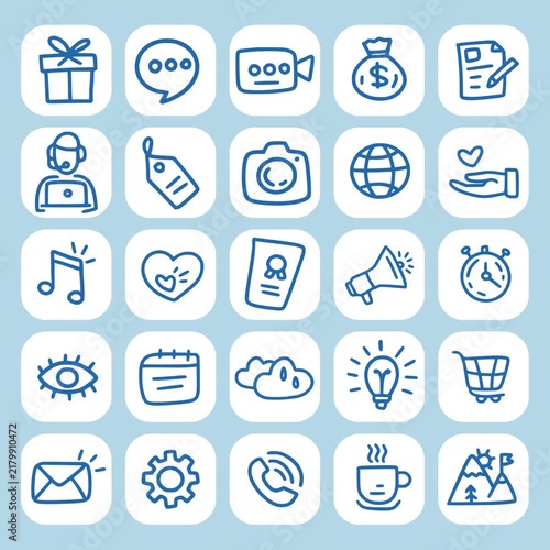 Blue White Cute Simple Doodle iOS Icon