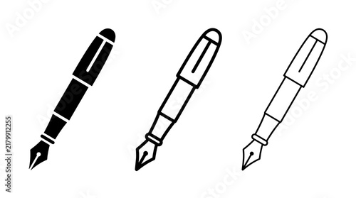 Konstfotografi Fountain pen icon set vector illustration isolated on white background