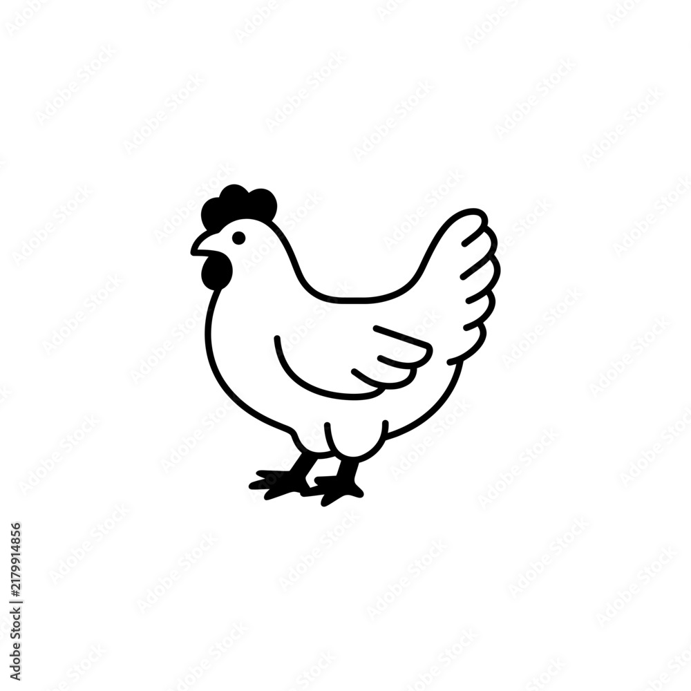 Fototapeta premium Hen standing outline vector icon representing farm animal illustration with isolated illustration livestock