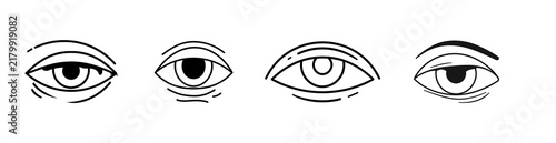 Flat line icon of a tired eye with visible dark under-eye shadow