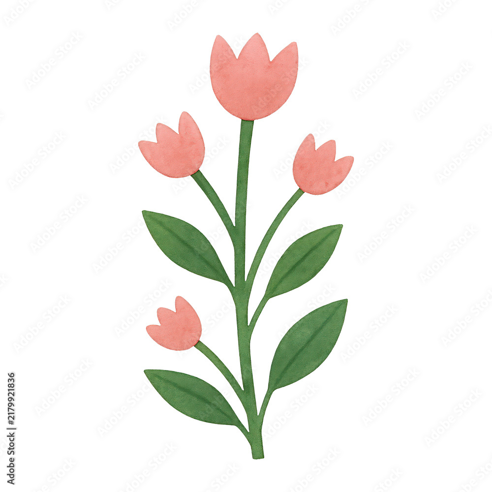 Obraz premium PNG Minimalist pink tulip illustration